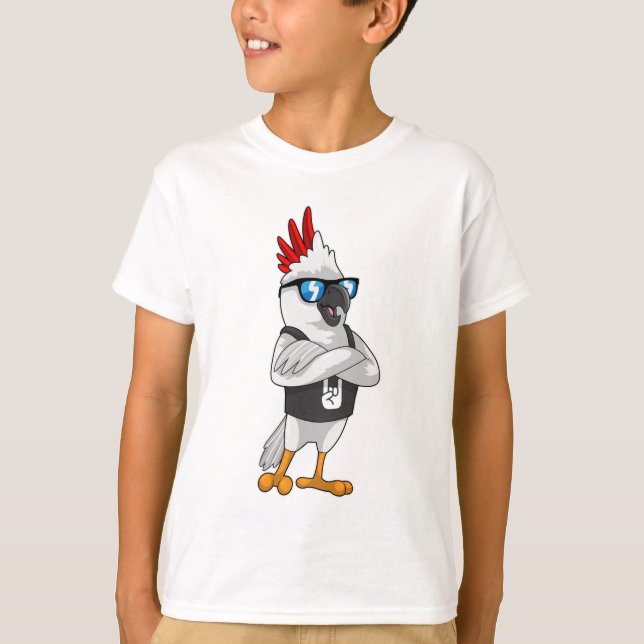 Camiseta Papagaio como músico com óculos escuros (Frente)