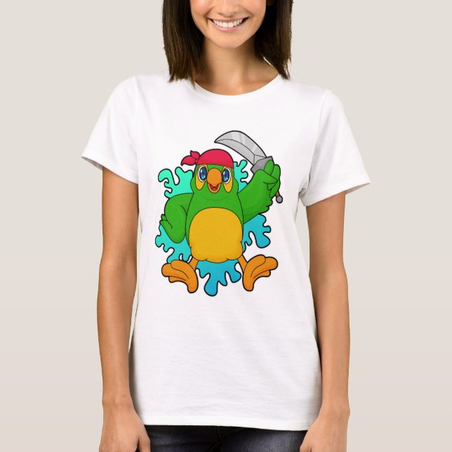 Camiseta Papagaio como Pirata com Espada (Frente)