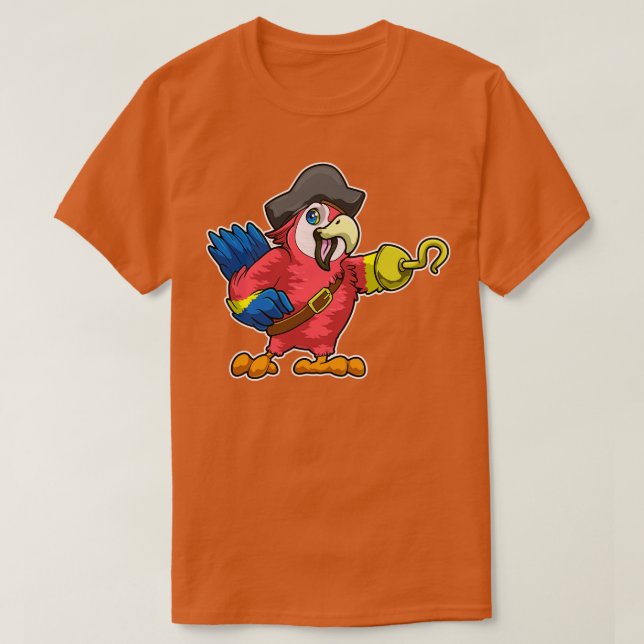 Camiseta Papagaio como pirata com o chapéu de Mão Ganchada (Frente do Design)