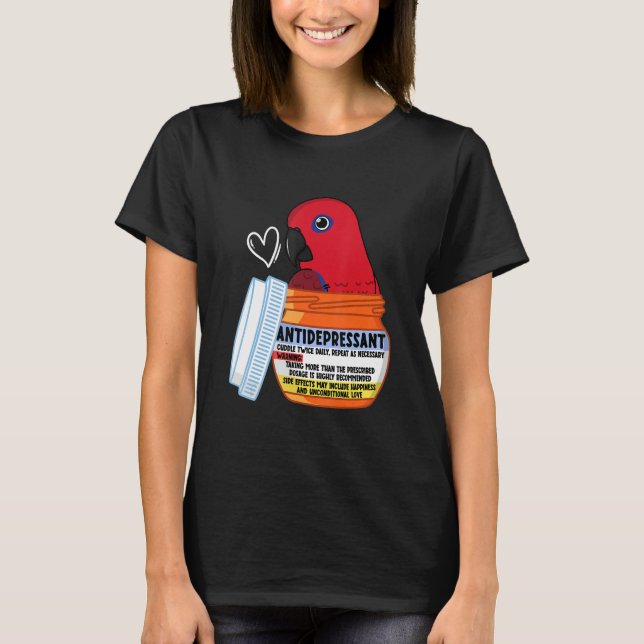 Camiseta Papagaio-Comprimido Bonito I Fêmea Eclectus (Frente)