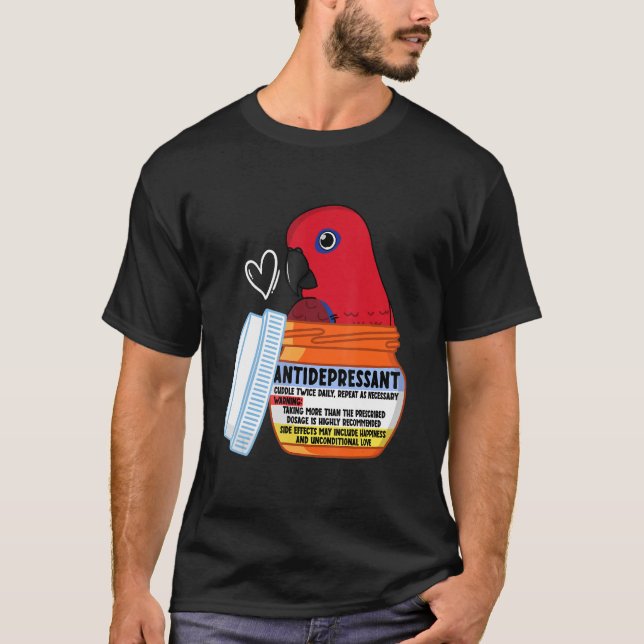 Camiseta Papagaio-Comprimido Bonito I Fêmea Eclectus (Frente)