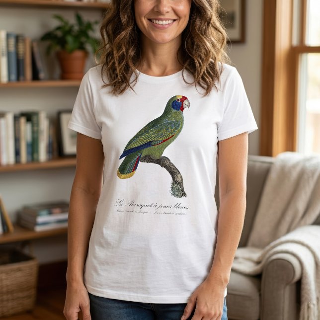 Camiseta Papagaio-de-cauda-vermelha, Amazona Brasiliensis (Red-Tailed Parrot Amazon, Amazona Brasiliensis. Women Basic White T-Shirt)