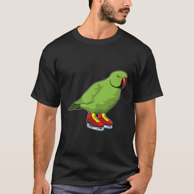 Camiseta Papagaio de gelo patinando com skates de gelo (Frente)