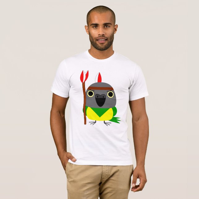 Camiseta Papagaio de Senegal, t-shirt do indiano do nativo (Frente Completa)