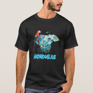 Camiseta Papagaio do Mapa de Honduras Animal Oceânico Balei