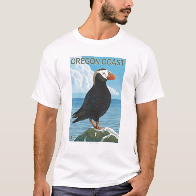 Camiseta Papagaio-do-mar adornado costa de Oregon (Frente)