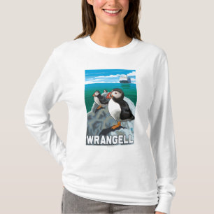 Camiseta Papagaio-do-mar & navio de cruzeiros - Wrangell,
