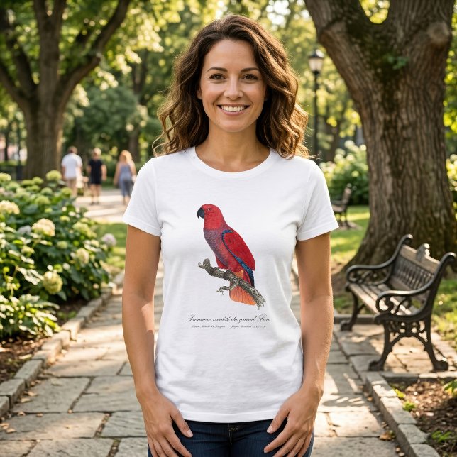 Camiseta Papagaio Eclectus de Vosmaer, Eclectus Roratus Vos (Vosmaer Eclectus Parrot, Eclectus Roratus Vosmaeri. Women Basic White T-Shirt )