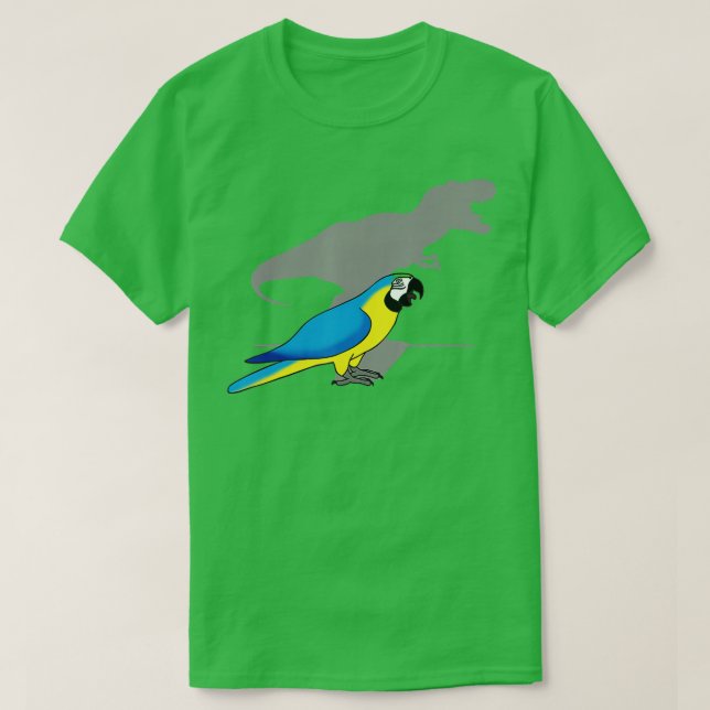 Camiseta Papagaio engraçado rex Yellow Blue Ara Macaw (Frente do Design)