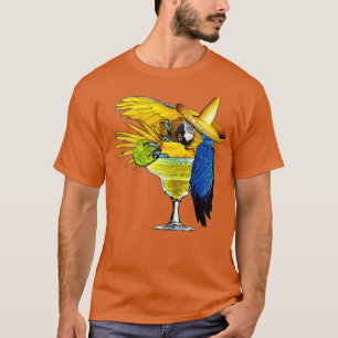 Camiseta Papagaio Engraçado Tropical de Vidro Bebendo Marga