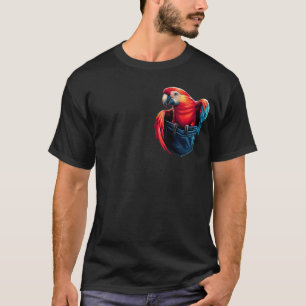 Camiseta Papagaio-escarlate no observador de pássaros de bo