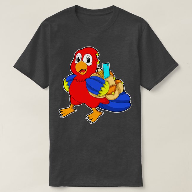 Camiseta Papagaio Estudante com Mochila (Frente do Design)