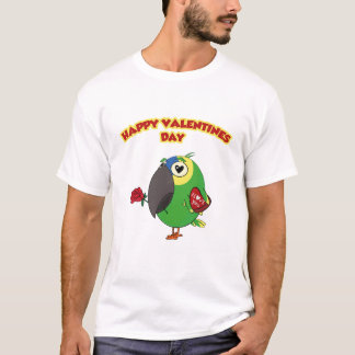 Camiseta papagaio feliz do dia dos namorados