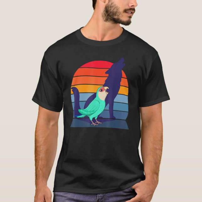 Camiseta Papagaio I Howling Wolf Eu Gritei Peach com azul (Frente)