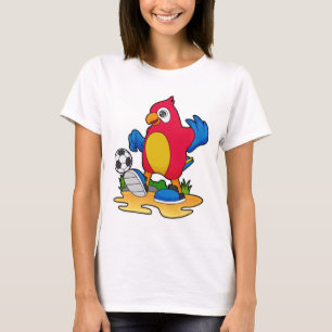 Camiseta Papagaio jogador de futebol com futebol