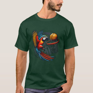 Camiseta Papagaio Jogando Basquete Hobby Esportes Pássaros