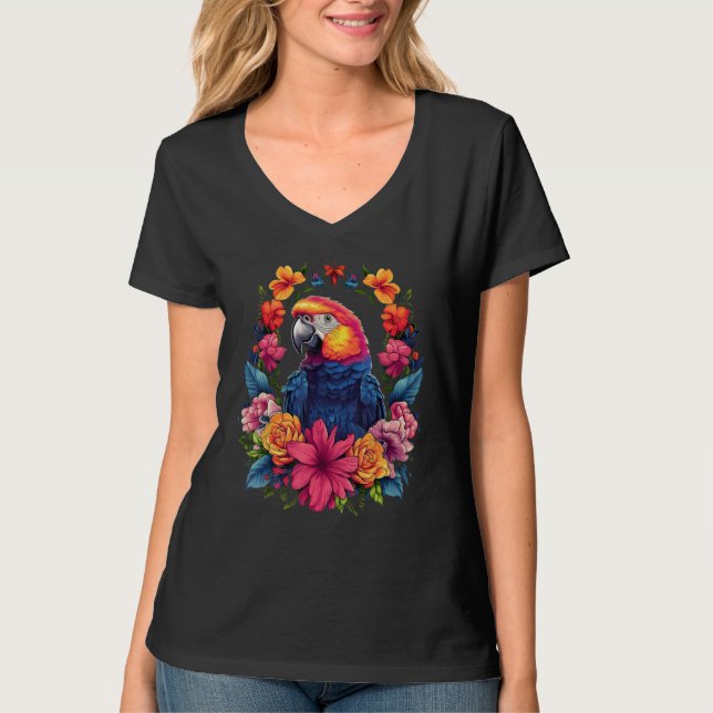 Camiseta Papagaio Legal rodeado por Flores Proprietário ama (Frente)