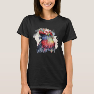Camiseta Papagaio Lorykeet Aquarela Crente Flor Vermelha