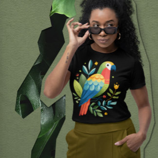 Camiseta Papagaio Macaw Na Floresta Amazônica - Pássaro Col