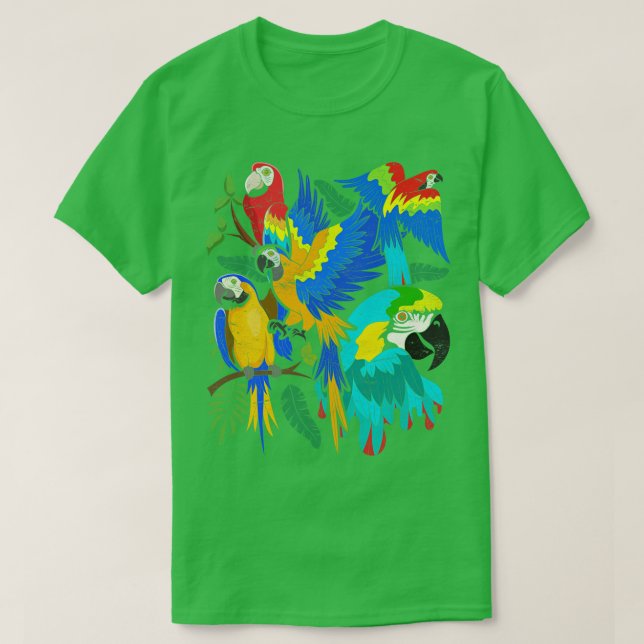 Camiseta Papagaio-Macaw Tropical Bird Watcher (Frente do Design)