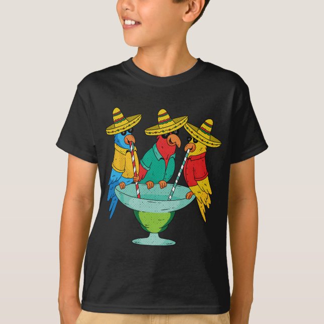 Camiseta Papagaio Mexicano Fiesta Funny Bird Sombrero Jalap (Frente)