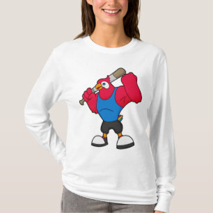 Camiseta Papagaio no Baseball com bastão de beisebol