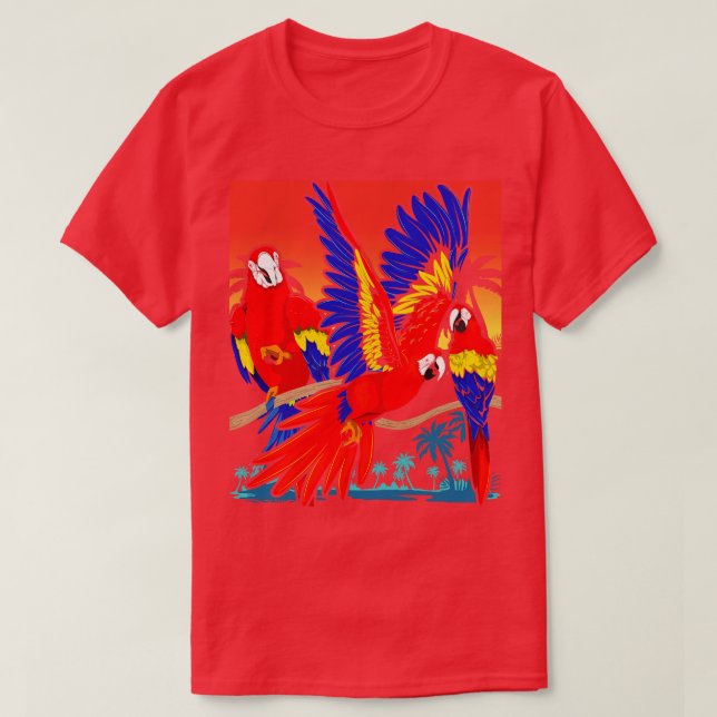 Camiseta Papagaio-Pássaro Tropical Macaw Zoo (Frente do Design)
