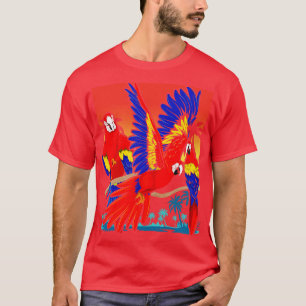 Camiseta Papagaio-Pássaro Tropical Macaw Zoo