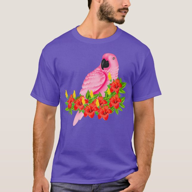 Camiseta Papagaio Rosa Tropical (Frente)