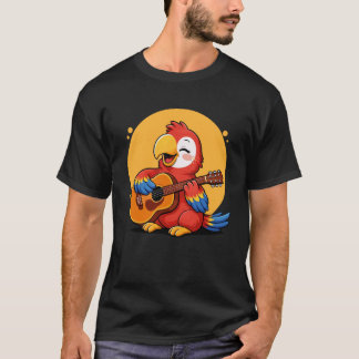 Camiseta Papagaio Tocando Guitarra Gráfico Papagaio Meninos