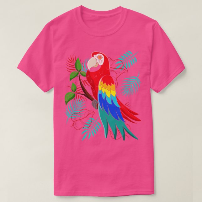 Camiseta Papagaio Tropical de Aves Macaw (Frente do Design)