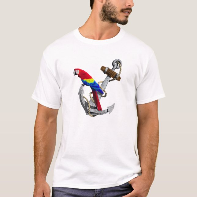 Camiseta Papagaio Tropical E Âncora (Frente)
