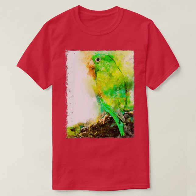 Camiseta Papagaio verde de Watercolor (Frente do Design)