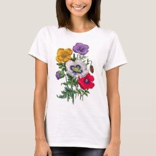 Camiseta Papagaios Amarelos Vermelhos Lilosos Amarelos e Fo