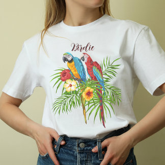 Camiseta Papagaios bonitos personalizados no galho
