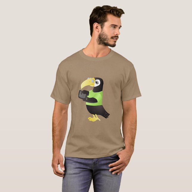 Camiseta Papagaios coloridos de Toucan no amarelo vermelho (Frente Completa)