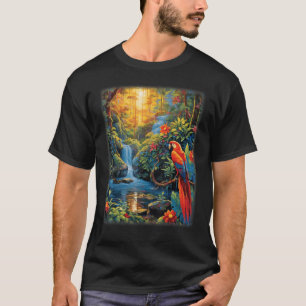 Camiseta Papagaios Coloridos Floresta da Chuva Selva Papaga
