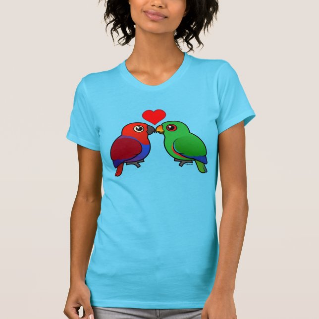 Camiseta Papagaios de Eclectus no amor (Frente)