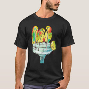 Camiseta Papagaios Femininos Bebendo Margarita Retro Verão