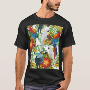 Camiseta Papagaios tropicais, padrão perfeito de vintage.