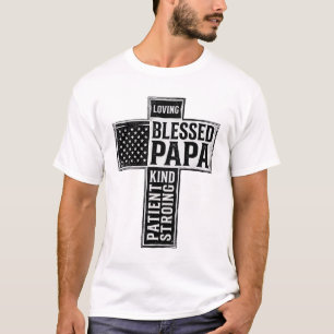 Camiseta Papai abençoado Cruz Cristã Tipografia Vintage De