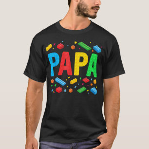 Camiseta Papai Construtor Mestre Blocos de Construção Famíl