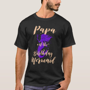 Camiseta Papai da Filha do Aniversário da Sereia Menina do