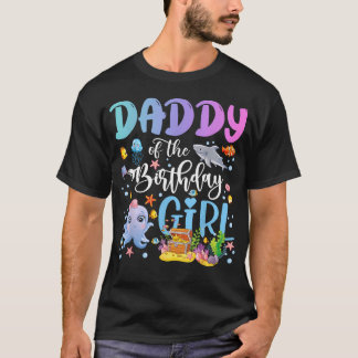 Camiseta Papai da Menina do Aniversário Peixe do Mar Oceano