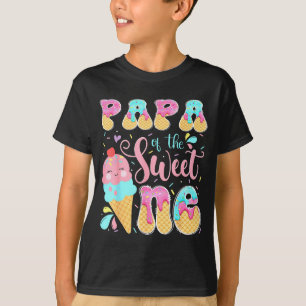 Camiseta Papai do doce sorvete de 1º aniversário menina