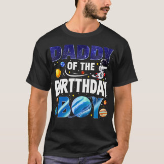 Camiseta Papai do Menino Astronauta de Aniversário Planetas