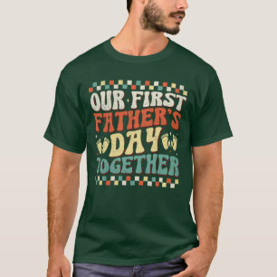 Camiseta Papai e Filho Engraçados Nosso Primeiro Dia dos Pa