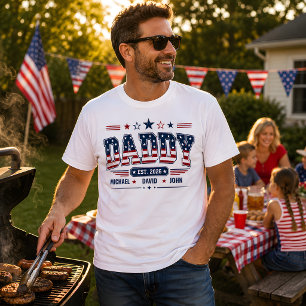 Camiseta Papai Est 2026 Bandeira Patriótica EUA Nome Person