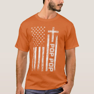 Camiseta Papai EUA Bandeira Americana Cruz Cristão Avô