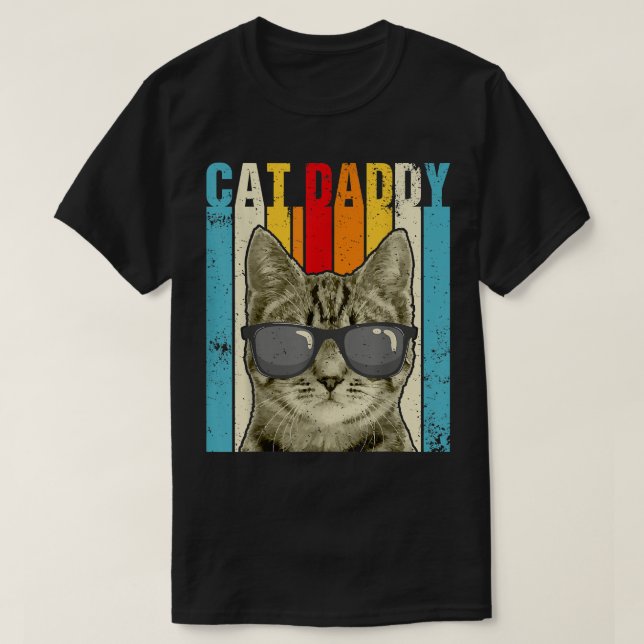 Camiseta Papai Gato Antigo Humorístico Amante de Gato Fofo  (Frente do Design)